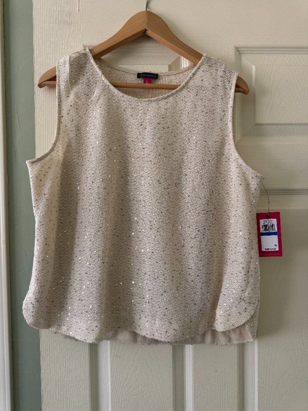 Vince Camuto Sequined Sleeveless Crewneck Sweater Tank Top XL
